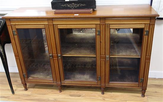 A Victorian parcel gilt walnut dwarf bookcase, W.152cm